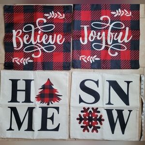 Buffalo Plaid Holiday Pillow Covers Set-Red and Black-Lot Of 4